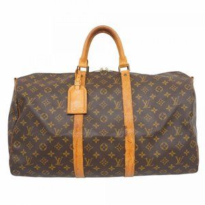 LOUIS VUITTON Brown Monogram Keepall Bandouliere 50 Boston Bag